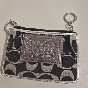 Coach Poppy Black and Silver Coin Purse
